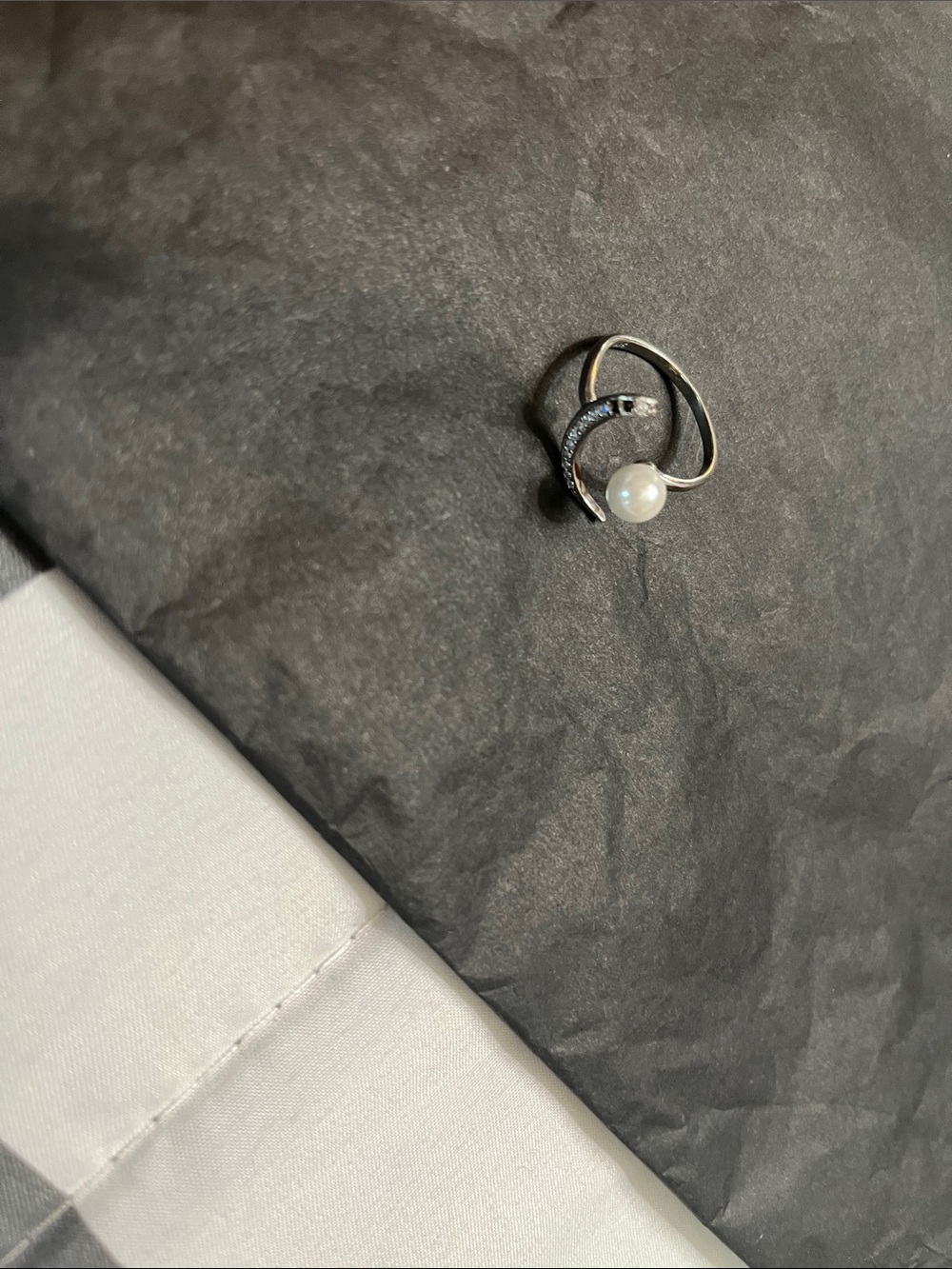 Elegant Pearl Silver Ring 925 size 6